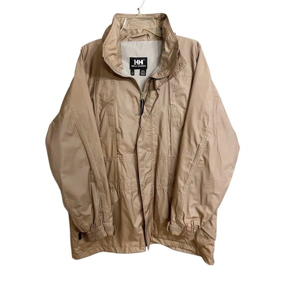 VTG Helly Hansen Brown Helly Tech Vented Nylon Hooded Packable Jacket Size Large - Picture 1 of 10